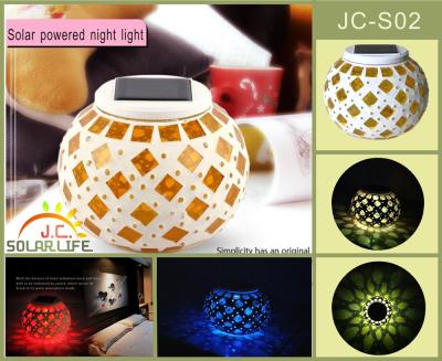 China Beautiful Glass Colorful Solar Powered Sensor Light With 1.2v 600mah Nimh Batteries for sale