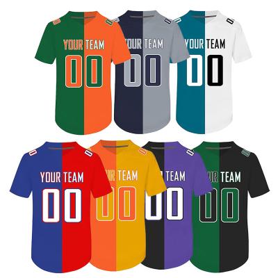 China shirts & Full Color Custom Football Jersey Half Sectioned Personalized Design Your Own Football Jerseys For Men Women Youth for sale