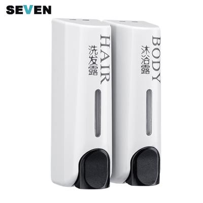 China Modern Hotel Use Two-in-One Wall Mounted Hand Sanitizer Dispensers For Shower Gel And Shampoo for sale