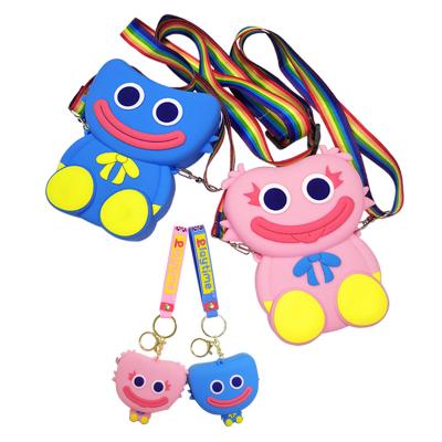 China Cute Silicone Kids Huggy Wuggy Silicone Purses Cartoon Cross - Poppy Playtime Game Waterproof Fanny Pack Body Shoulder Bag Stroll Easter for sale