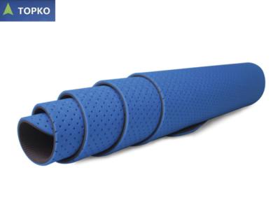 China Tone Fitness Yoga Exercise Mat Blue With Embossed Logo , Breathable Yoga Mat for sale