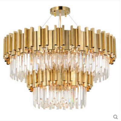 China Modern Post Luxxu Modern Lights 2 Layers Stainless Steel Luxury Gold Chandelier Light for sale