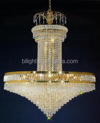 China Modern 24K Gold Plated Iron Crystal Base Guzhen Wholesale Empire Chandelier Light Lighting for sale