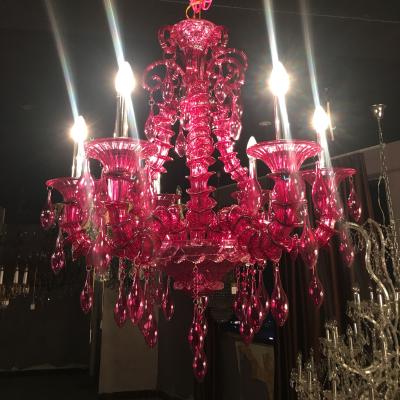 China Residential guzhen the luxury beautiful red murano glass chandelier light in stock for sale