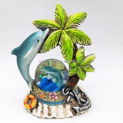 China Africa Sea Turtle Marine Life Two Dolphin Design Figurine Statue Decoration Collection 45 65MM Glitter Snow Swimming Globe SnowGlobes for sale