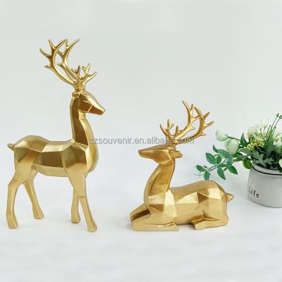 China Resin Matte White Deer Decorative Artwork China Sculpture Deer Set 2 For Home Decor Office Case Reindeer Couples Ornament for sale