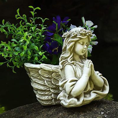 China Europe Balcony Garden Memorial Angel Bust Garden Statue Planter Potted with Clasped Hands for Patio Lawn Yard Cemetery Grave Art Decor for sale