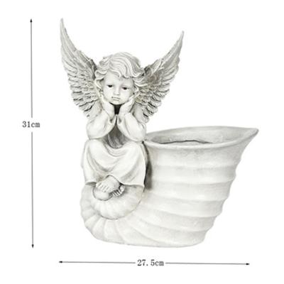 China Europe Fairy Garden Pot, Hot European Planter Garden Small Angel Wings Design Resin Cactus Flower Pot Boy Girl Succulent Flower Pot for sale