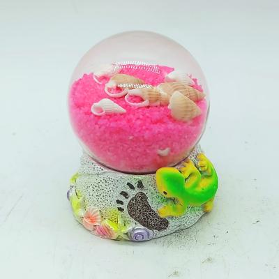 China Custom Colored Conch Shell Design Resin Beach Sand Souvenir China Logo Water Ball Craft Glass Snow Globe for sale