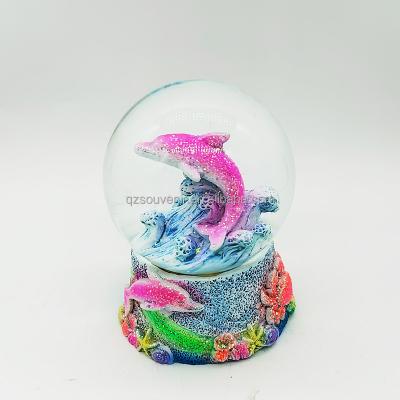 China Custom Name 3D Coral Reef Sea Turtles Snow Africa Ocean Globe Beach Life Themed Gift Decor Figurine Florida Dolphins Water Globe for sale