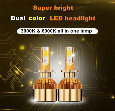 China White Gold Color 12V 10000LM H4 H7 H1 H8 H9 H11 Led Car Headlight 3000K 6000K Dual Color Led Headlamp Auto Bulbs for sale