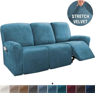 China Modern 8 Pieces Velvet Recliner Luxury Stretch Sofa Cover Set For 3 Seat Covers For Recliner High Quality Recliner Cover for sale