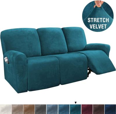 China New Modern Hot Sale Stretch Recliner Slipcovers 8 Piece Recliner Covers Luxury Velvet 3 Seater Recliner Sofa Cover for sale