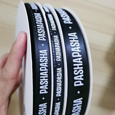 China Custom Printed Visible Shiny Faced Polyester Satin Silk Ribbon Bow Custom Printed Ribbon With Logo For Gift Flower Wrapping for sale