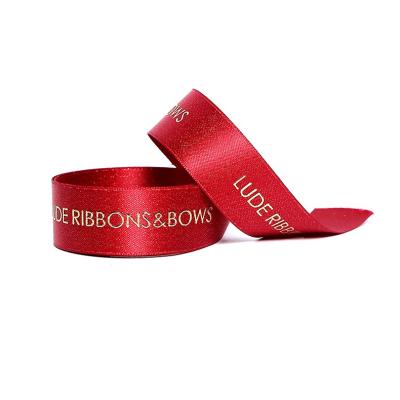 China Viable Wholesale Supplier High End Silk Satin Ribbon Fabric Double Printing Face With Solid Color Logo for sale