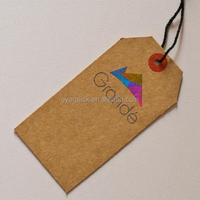 China Sustainable Recycled Paper Custom Kraft Paper Printing Brown Hanger Tag For Garment for sale