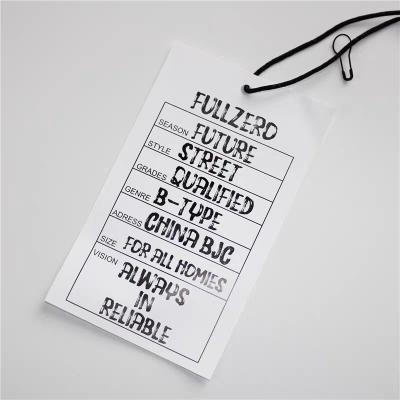 China Viable Custom 350gsm White Paper Twine Swing Gift Price Tag Labels With Printing For T Shirts for sale