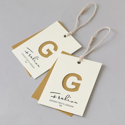 China High End Sustainable Paper Custom Color And 400 Gsm Logo Clothing Hang Tag For Luxury Bags Shoes Customizable for sale