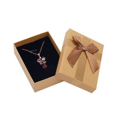 China Custom Earring Necklace Ring Bracelet Brooch Wholesale Jewelry Packaging Bow Tie Foam Insert Jewelry Gift Box For Rings Necklace Earrings Packaging for sale