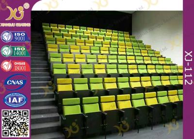 China Metal Lecture Hall Seating / Musical Hall Seats / Stacking Church Chairs with Book Net for sale