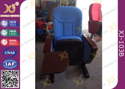 China Long-term Comfort No Floor Fixed Blue PP Back Conferece Hall Chairs With MDF Pad for sale