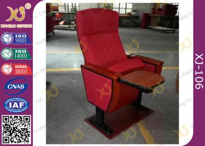 China Mounted Floor Walnut Wood Colour Fabric Public School Auditorium Chairs for sale