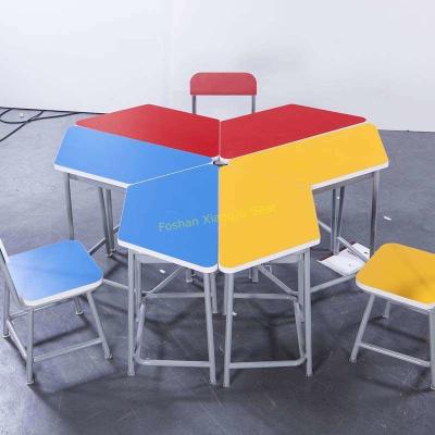 China Durable Amusement Colorful Student Desk And Chair Set / Kids School Table for sale