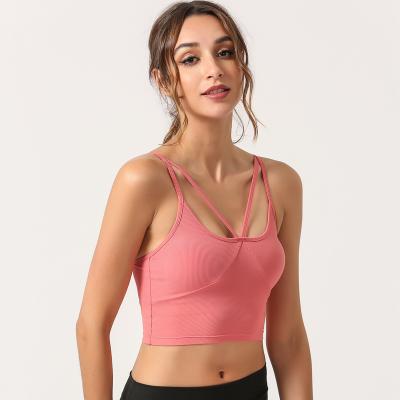 China Breathable Seamless Gym Wear In Yoga Bra Pink Running Hot Sports Bra Set for sale