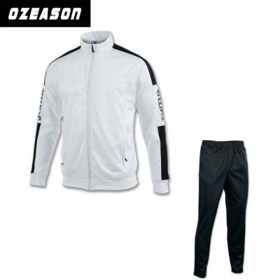 China Custom Antibacterial White 100% Polyester Tracksuits , Black And White Jogging Warm Up Running Suit for sale