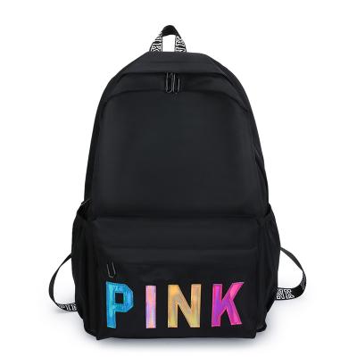 China Waterproof Student Bag Custom Logo Laser Sequin Backpack Multifunctional Pink Waterproof Backpack Female Bag for sale