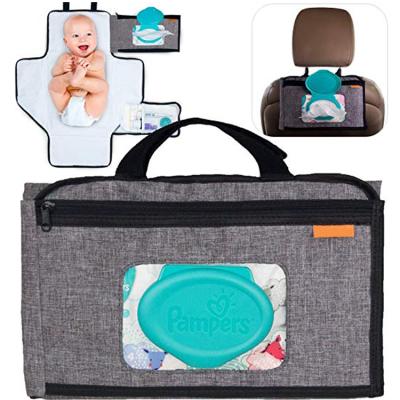 China Multi-Functional Purpose Baby Diaper Bag Crib Cotton Diaper Pouch Portable Changing Wet Bag with Changing Pad for sale