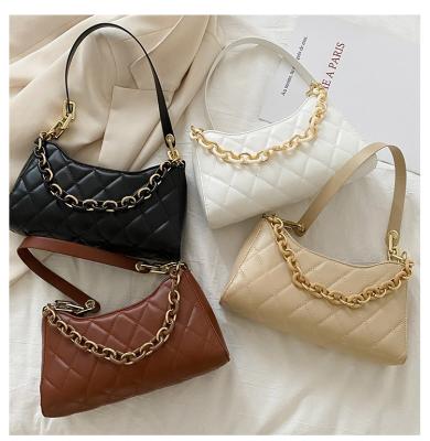 China High Quality Designer Pure Metal Pattern Color Leather Armpit Bags Soft Wire Chain Women Shoulder Bag Handbag for sale