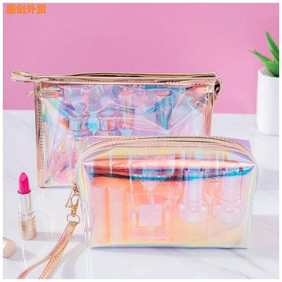 China Durable Custom Logo Fashion Transparent Laser Multifunctional Cosmetic Bag Holographic Cosmetic Bag for sale