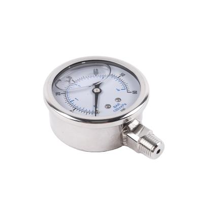 China Corrosion Resistance SS304 Connection Liquid Filled Lower Pressure Gauge For Gas for sale