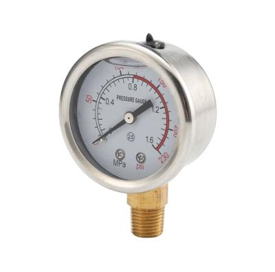 China Brass Radial Liquid Filled Pressure Gauge For Injection Molding Machine for sale