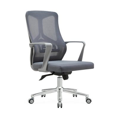 China (Size) High Quality Adjustable Chair For Office Fabric Rotating Gray Black Mesh Office Computer Soho Adjustable Chair for sale