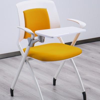 China Foldable + Colorful Modern Notebook Office School Chair Training Chair High Quality Polypropylene With Notepad for sale