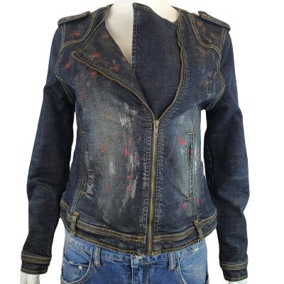 China Others High Quality Hip Pop Foil Paint Splatter Denim Jacket Women Jeans Jackets Paint Streetwear Clothing for sale