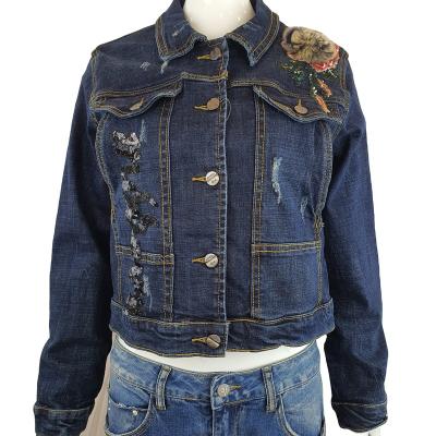 China Long Sleeves Denim Sequins Denim Jacket Women High Quality Fashionable Custom Viable Outwear for sale