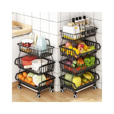 China High Quality Stocked Carbon Steel Kitchen Organizer Vegetable 4 Tier Kitchen Storage Rack for sale