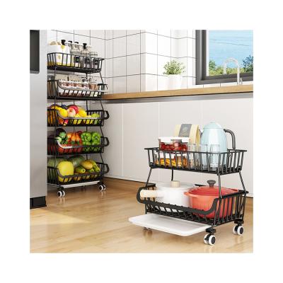 China Stored Easy To Install New Home Fruit And Vegetable Basket Kitchen Spice Storage Rack With Five Layers for sale