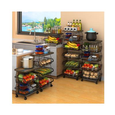 China Stored five layers of home shelf storage buffet buffet racking use basket fruits and vegetables for sale