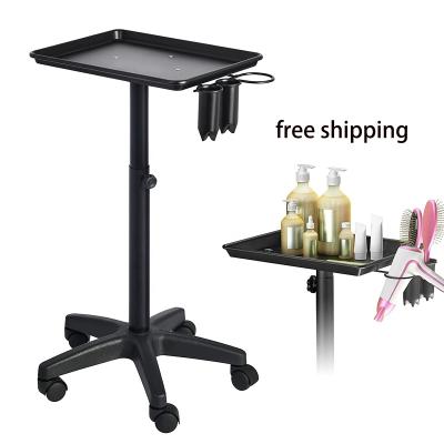 China Free Shipping Premium Aluminum Adjustable Cart Rotated 360 Degree Height Hair Salon Instrument Salon Hairstylist Color Tray for sale