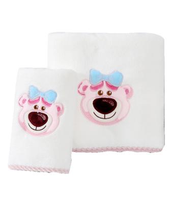 China Active Strawberry Bear Warm Up Bath Towel And Hooded Bath Towel Baby for sale