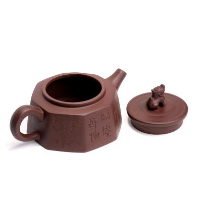 China Chinese Yixing Purple Clay Handmade Zisha Teapot Duan Ni Carved Teapot for sale