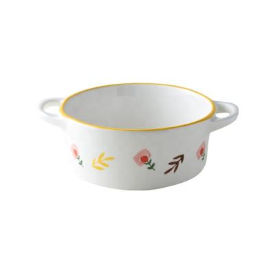 China Hot Selling High Quality Viable Modern Design Household Two-Ear Ramen Cute Soup Bowl for sale