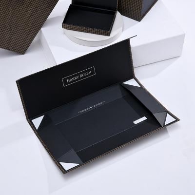 China Recycled Magnetic Cardboard Lid Gift Box Materials Scarf Tie Rigid Gift Wrapping Flat Packing Folding Box For Clothes for sale