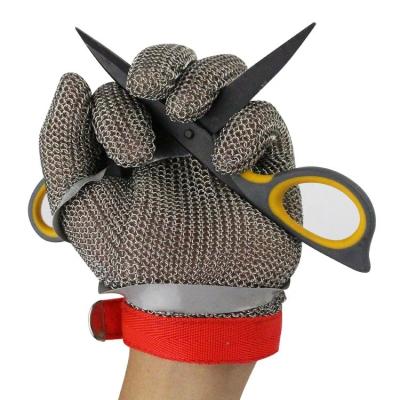 China Custom Ready Logo Ready To Ship Anti Cut Anti Cut Butcher Protection Stainless Steel Wire Mesh Glove Wholesale for sale