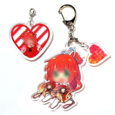 China Diy Environmental Friendly Design Customized Clear Acrylic Printed Key Chain Custom Anime Glitter Logo Key Ring for sale