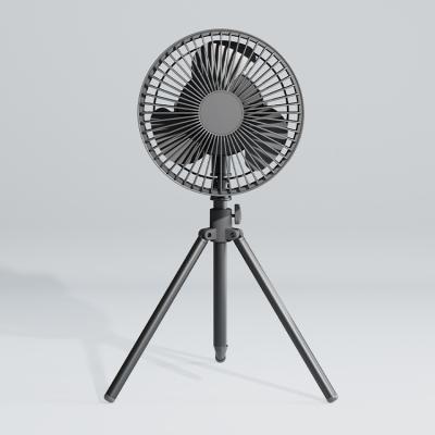 China 2022 New Arrival Fashion Simple Portable Outdoor Tripod Fan Rechargeable Automatic Swinging Camping Fan With LED Light for sale